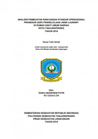 ANALISIS PEMBUATAN RANCANGAN STANDAR OPERASIONAL PROSEDURE (SOP) PENGELOLAAN LINEN LAUNDRY DI RUMAH SAKIT UMUM DAERAH KOTA TANJUNGPINANG TAHUN 2016