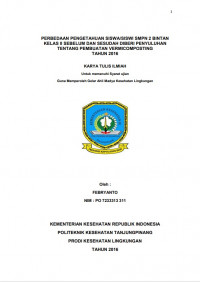 PERBEDAAN PENGETAHUAN SISWA/SISWI SMPN 2 BINTAN KELAS II SEBELUM DAN SESUDAH DIBERI PENYULUHAN TENTANG PEMBUATAN VERMICOMPOSTING TAHUN 2016