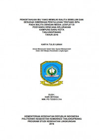 PENGETAHUAN IBU YANG MEMILIKI BALITA SEBELUM DAN SESUDAH DIBERIKAN PENYULUHAN TENTANG ISPA PADA BALITA DENGAN MEDIA LEAFLEAT DI POSYANDU KENCANA KELURAHAN KAMPUNG BARU KOTA TANJUNGPINANG TAHUN 2016